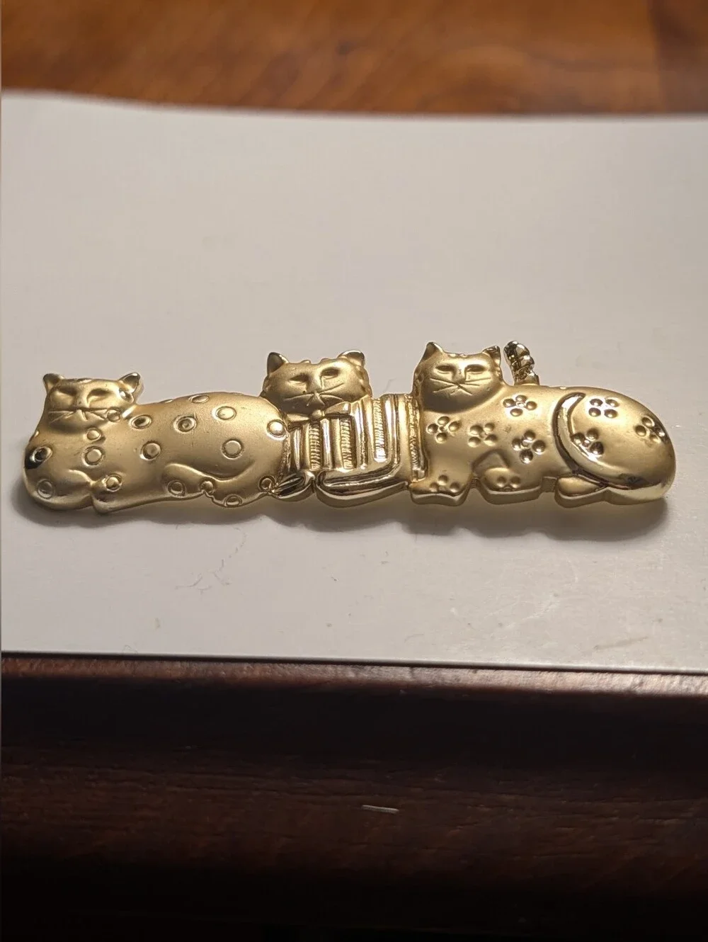 American Jewelry Company 3 Cat Pin Brooch AJC Vintage Goldtone Whimsical Lover